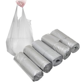 4 GALLON Bathroom Trash Bags, 5 Rolls/100 Counts Small HANDLES Garbage Bags for Office, Kitchen,Bedroom Waste Bin,Colorful Portable Strong Rubbish Bags (silver 100Counts)