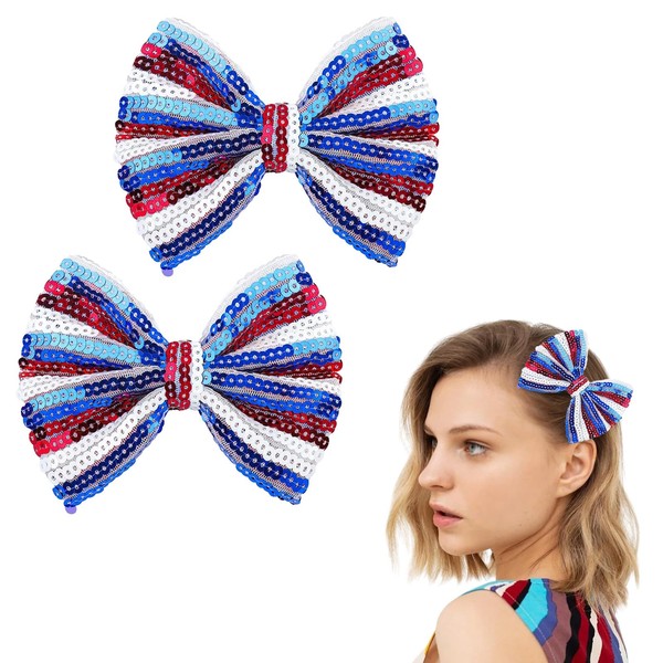 2 Pcs 4th of July Hair Clips Patriotic American Hair