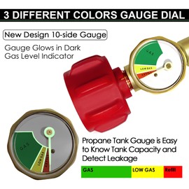 Upgraded 5FT Propane 2 Way Splitter Adapter Hose Stainless Braided Propane Y Splitter Hose 1 lb to 20 lb Converter with Shut Off Valve with Gauge Propane Hose Adapter 1lb Appliance to QCC1 5-40lb Tank