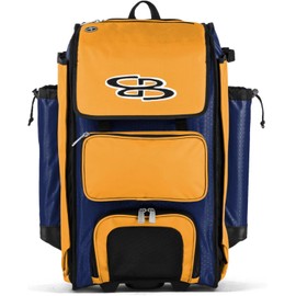 Boombah Catchers Superpack Hybrid Rolling Bat Bag - BM-9060C23 Royal/Gold - Wheeled & Backpack Version