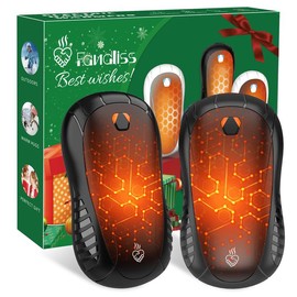 FANDLISS Rechargeable Hand Warmers, USB Charging Portable Pocket Double-Sided Heater, Spider-Style, 6000mAh, 3 Heat Level,2PCS Christmas Gifts - Model: Black-gray