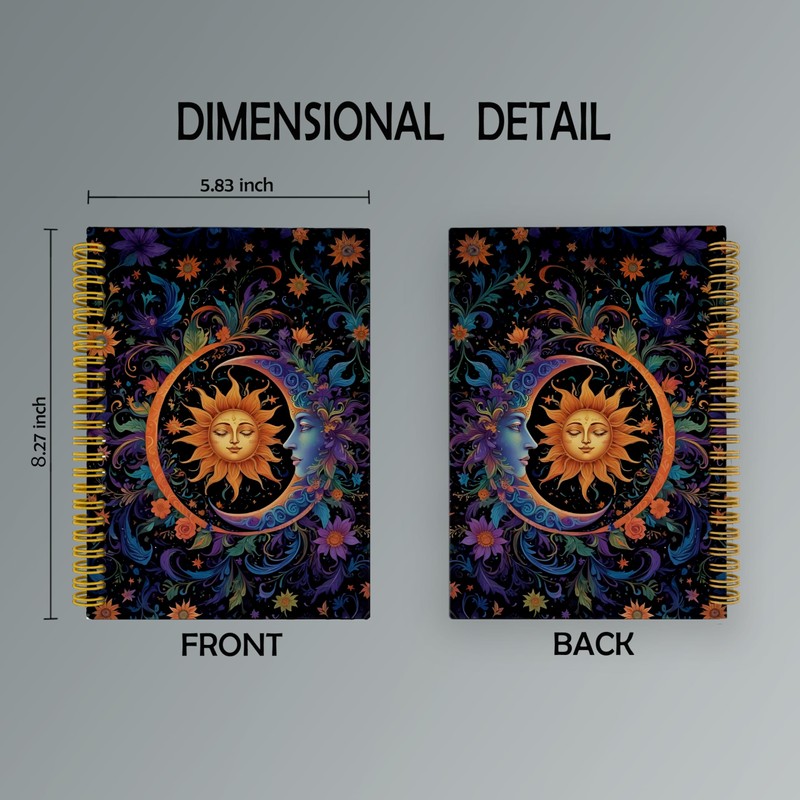 BESERH Celestial Sun and Moon Journal, Whimsical Boho Sun Moon