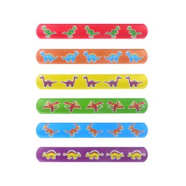 HENBRANDT 6x Dinosaur Snap Bracelets for Kids Party Bag Fillers Slap Bracelet Snap Band Boys and Girls Bracelets Wristbands