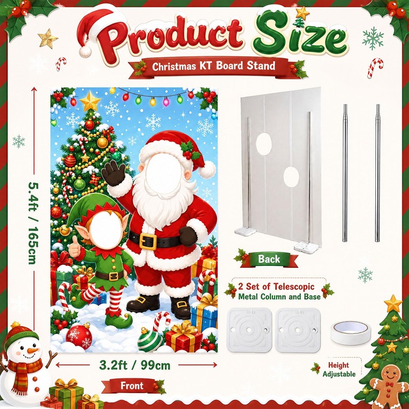 5.4 ft Christmas Cardboard Cutout Stand Up Santa Claus Elves