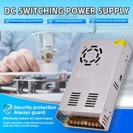 HuanQiuSensmart 110V AC to 12V DC Transformer, 12V 500W 40A Switching Power Converter, Built-in Cooling Fan, with Various Power adapters.