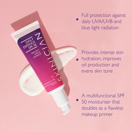 SKINICIAN SPF 50 face moisturiser, primer, UVA & UVB protection, non sticky, fragrance free for sensitive skin 50ml