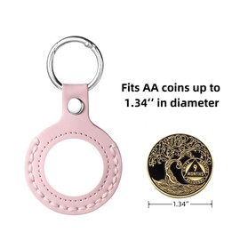 MUDOR AA Coin Holder Keychain, fits Coin Size 34mm, Hand-Stitched Sobriety Coin Holder for AA Chips, Recovery Coins, Tokens and Medallion