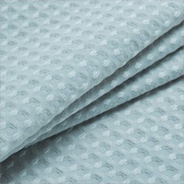 Barossa Design Stall Shower Curtain Fabric 36 x 72 Inch, Waffle Weave, Hotel Luxury Spa, 230 GSM Heavy Duty, Water Repellent, Blue Pique Pattern Decorative Bathroom Curtain