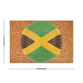 DecStic Soccer Jamaica Flag Coir Door Mat Door Mats Thick Durable Non Slip Waterproof Rustic Resist Dirt Rug for Outdoor Entrance Plain Front Porch New Home Gift 24x36in