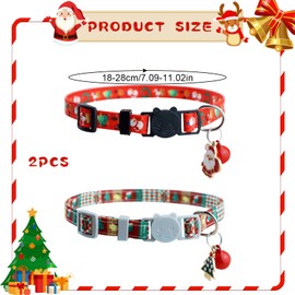 BRTNUP 2Pcs Christmas Dog Collar Adjustable Christmas Pet Collar Snowman Santa Xmas Dog Collar with Jingle Bell Christmas Nylon Dog Collar for Small Pet