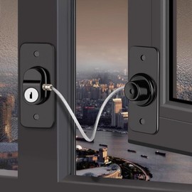 No-Drill Multi-Purpose Security Lock for Doors, Windows, and Drawers Drawer Door Black 1pc