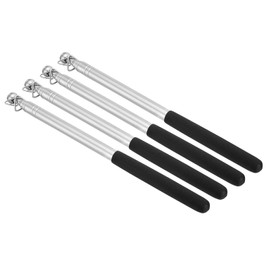 PATIKIL 1.2M/4Feet Telescopic Handheld Flagpoles, 4Pcs Retractable Teachers Pointer Stick Banner Flag Pole for Tour Guide Teaching Black