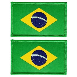stidsds - Paquete de 2 parches de bandera de Brasil, banderas de Brasil, parches bordados, banderas brasileñas, parches tácticos militares de cierre de gancho y bucle para ropa, sombreros, mochilas,