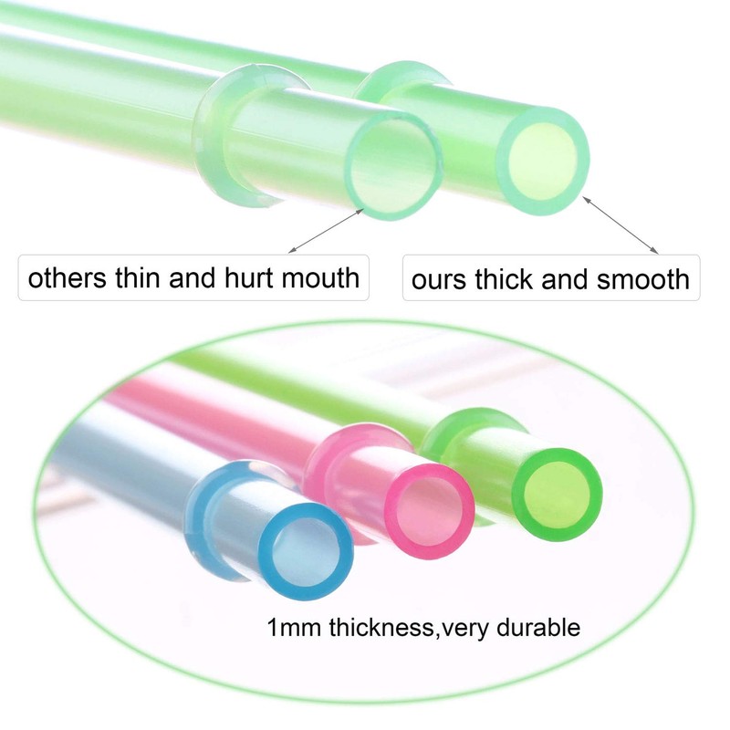 Dakoufish 8 Inch Reusable Plastic Short Straws for 16oz 20oz
