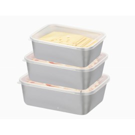 3PCS Stainless Steel Food Storage Containers with Clear Lids，Refrigerator Fresh-keeping Airtight Leak Proof Stackable Box for Kitchen Office Travel Picnic and Camping (600ML/1100ML/1700ML)
