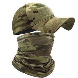 Jarseila Men's Camo Baseball Cap with Face Masks, Military Cap Baseball Cap Men's Cotton Army Cap Cotton Military Cap Baseball Cap, Camouflage Green B