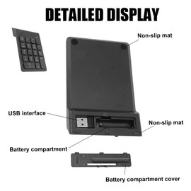 Wireless Numeric Keypad 2.4G Portable Ergonomic Mini Numpad with USB Receiver 18Keys Office Calculating Number Pads for Laptop Notebook Desktop Computer Compatible with Windows Black