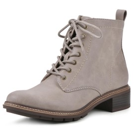 CLIFFS BY WHITE MOUNTAIN Women's Shoes Eligible Stacked Heel Lace-Up Ankle Bootie, Taupe/Nubuck, 10 M