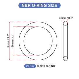 sourcing map Nitrile Rubber O Ring 1.3" OD 1.1" ID 0.1" Width NBR Sealing Gasket Washer Seal O-Ring for Faucet Plumbing Air Gas Repair, Black, Pack of 20