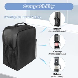 Waterproof Storage Bag with Pockets Compatible with Ninja CREAMi Ice Cream Maker NC501UK NC300UK Series, Carrying Bag for Ice Cream Maker Accessories
