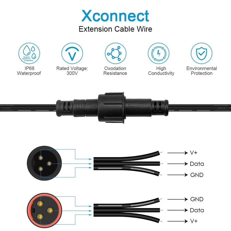 ALITOVE 6.56ft 3 Pin xConnect Extension Cable with 17mm Male