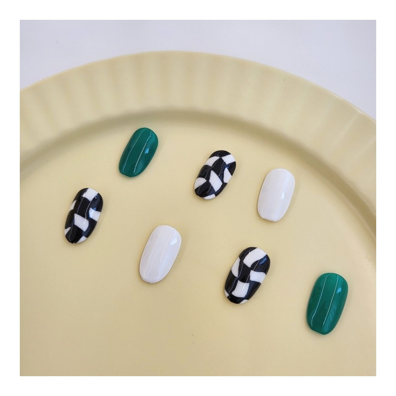[Sl&Sl Nail Tip] Checkerboard Nail – Coffin / [슬앤슬네일팁] 체커보드