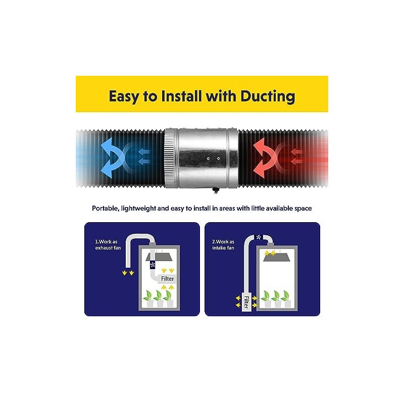 iPower 6 Inch Inline Booster Duct Fan with Speed Controller,
