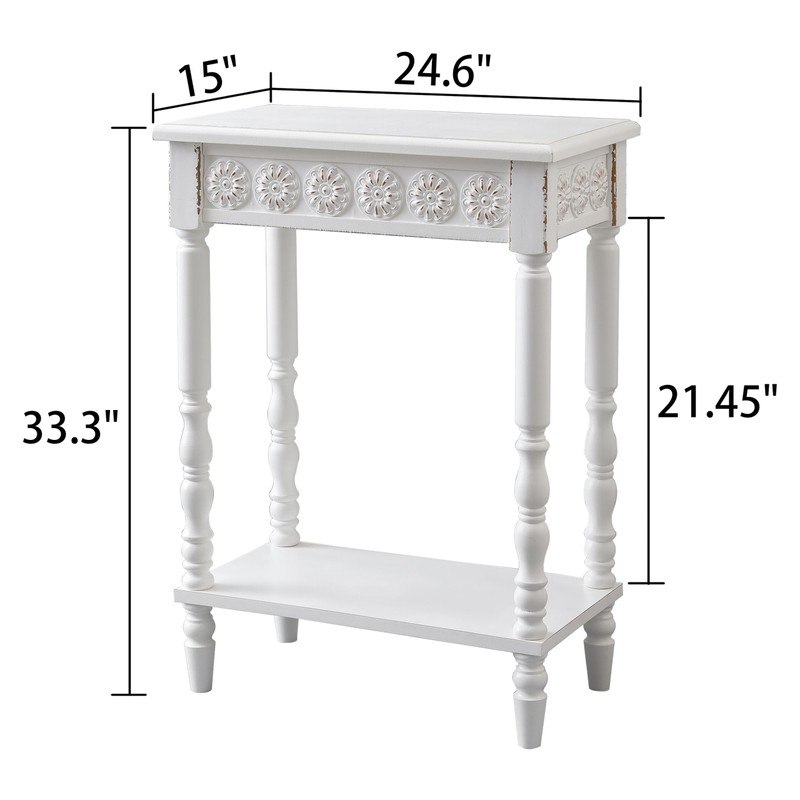 SOFE White Wood End Table, Modern Living Room Side Table,