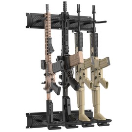 Nonkky Gun Rack for Wall, Indoor Gun Racks Wall Mount, Adjustable Rifle-Rack Heavy Duty Steel Vertical 4/6/8/12-Slots, Shotgun Wall Mounted Closet Display Stand (4-Slot)