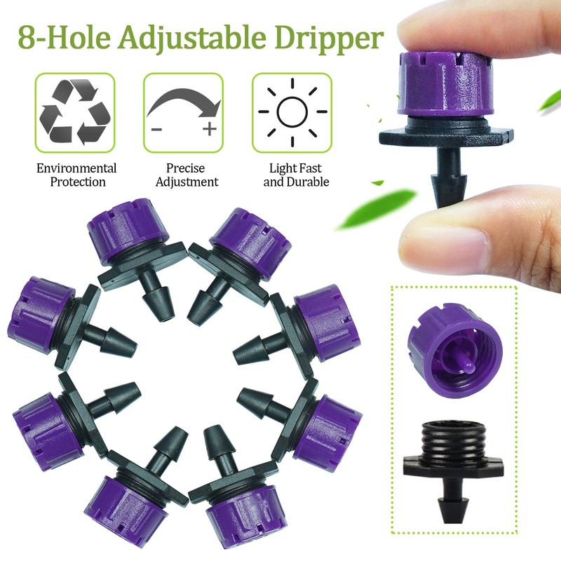 Kalolary 100pcs Irrigation Dripper Sprinkler, Micro Dripper Irrigation, Adjustable Micro