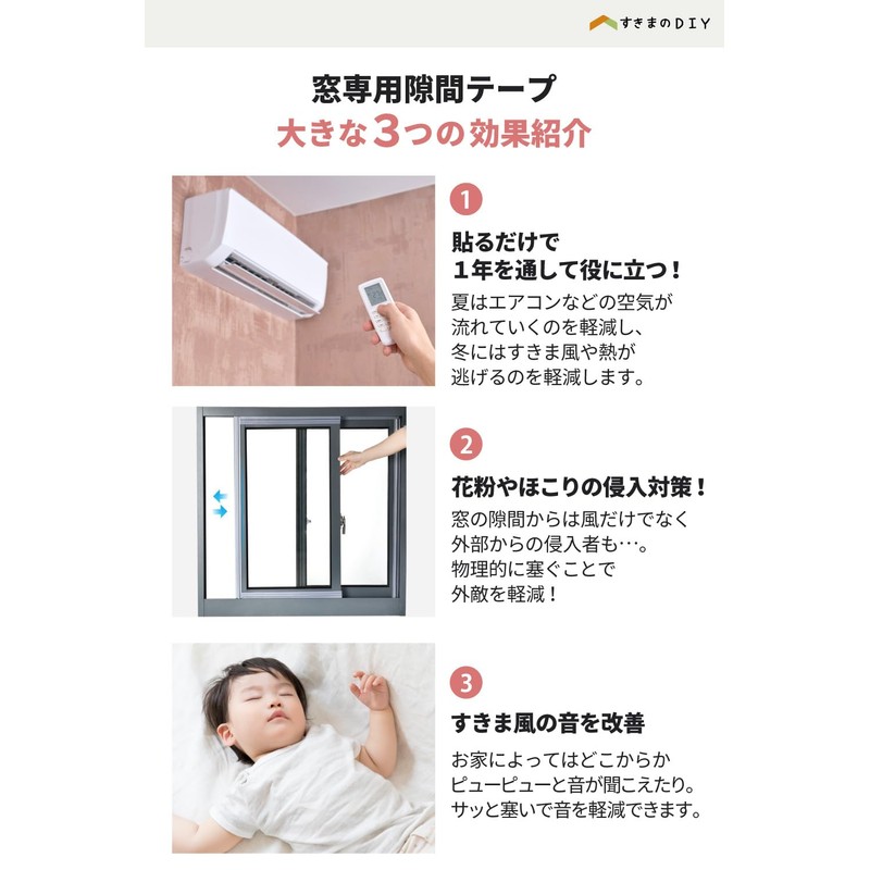 Increases Efficiency of Air Conditioning and Heating: Window Gap Tape,