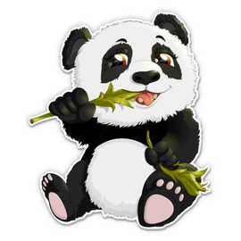 Cute Little Panda Eating Bamboo - 5" Vinyl Sticker - for Car Laptop I-Pad - Waterproof Decal