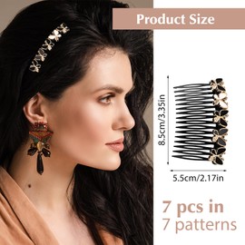 GEEHUA 7pcs Rhinestone Hair Combs, French Twist Hair Combs Acrylic Diamond Hair Slides Plastic 16 Teeth Fancy Side Comb Wedding Bridal Jewelry Hair Clips Accessories for Women Girls