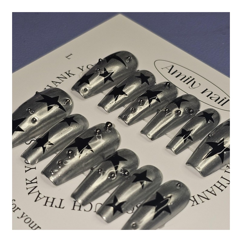 Silver Star [Handmade Nail Tip] Emily Nail - Mini Short