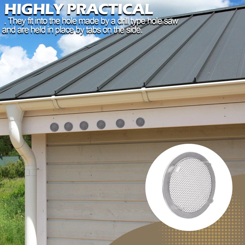 Circular Screen Vent Cover, 2-Inch Diameter, Metal Mesh, 6-Pack