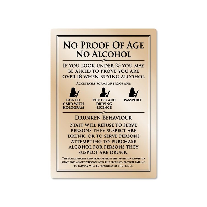 Essential Bar Licensing Pack - Gold Signs (5 Pcs, 25ml)