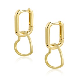 ALEXCRAFT Earrings Silver 925 Hanging Square Hoop Earrings with Pendant for Women Gift for Women Girlfriend Mum Girls, Brass, No Gemstone