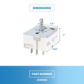 Earthtec 3148954 WP3149400 3148953 AH336989 3148954 ES9400 EA336989 PS336989 PS11740783 3149404 812608 NL812608 Infinite Range Switch Replacement for Whirlpool Parts Stove 9148953 311859 310180