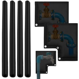 6 Pack 13 Feet Outdoor Pipe Cover for Winter with Faucet Covers, Adjustable Water Pipe Insulation Backflow Preventer Insulation Kit for 3/4 Inches Water Pipes Freeze Protection(Elbow Shape)