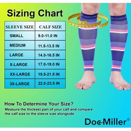 Doc Miller Premium Calf Compression Sleeve Dress Series 1 Pair 20-30mmHg Strong Support Graduated Sock Pressure Sports Running Recovery Shin Splints Varicose Veins (BlackPurplePinkPeach, Small)