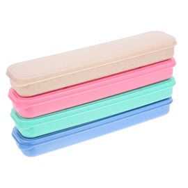 Sosoport 4pcs Portable Tableware Storage Box Lightweight Cutlery Case with Lid Convenient Design for Travel Camping School Office Use