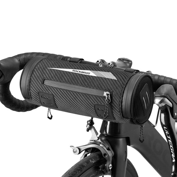 ROCKBROS Bicycle Front Bag, Handlebar Bag, Multi-functional, Waterproof, Lightweight, Large Capacity, Reflective, Frame Bag, Top Tube Bag, Road Bike, Velcro Fastening, Easy Installation, Reflective Reflector, Cycling, Commuting to Work or School