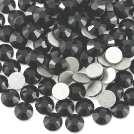 SREGIT Rhinestone Nail Accessories, Sparkling, Glass Nail Decoration Accessories, Large Capacity (SS06/Approx. 0.08 inches (2.0mm), Jet Black)