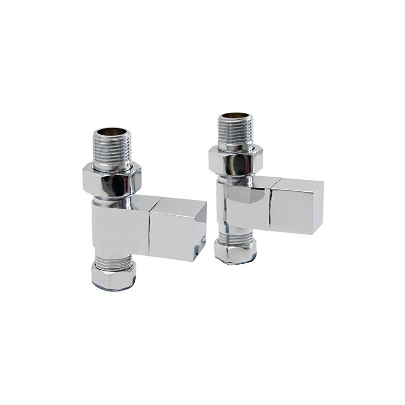 Straight Square Chrome Heated Towel Warmer Rail Radiator Valves 15mm