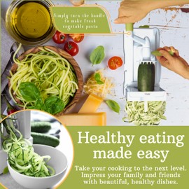 Brieftons 7-Blade Vegetable Spiralizer: Strongest-Heaviest Spiral Slicer, Best Veggie Pasta Spaghetti Maker for Low Carb/Paleo/Gluten-Free Meals, With Container, Lid, Blade Caddy & 4 Recipe Ebooks
