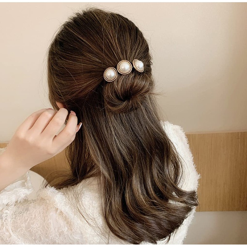 Happyupcity 4 Pcs Women Magic Hair Bun Maker with Peal