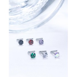 Qiwnswoy 18G Astm F136 Titanium Nose Rings Studs for Women L Shaped Nose Rings Studs Nostrial Piercing Jewerly 2mm Diamond CZ Nose Rings Studs for Women Men