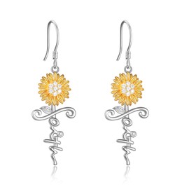 POPLYKE Faith Earring 925 Sterling Silver Sunflower Cross Earrings for Women Faith Jewerly, Sunflower Gifts for Her (1-faith)