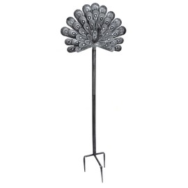 Bernini Peacock Garden Hose Holder, Freestanding Metal Water Hose Holder, Decorative Hose Holder Can Easily Coil Over 100ft of Hose, Beautiful Hose Holder Stake For Outside, Painted Metal Hose Holder