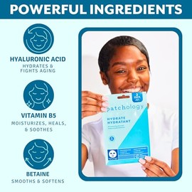 Patchology Hydrate FlashMasque Facial Sheet Mask with Hyaluronic Acid – Face Mask Skincare Sheet for Men & Women to Moisturize & Hydrate Skin in 5 Min